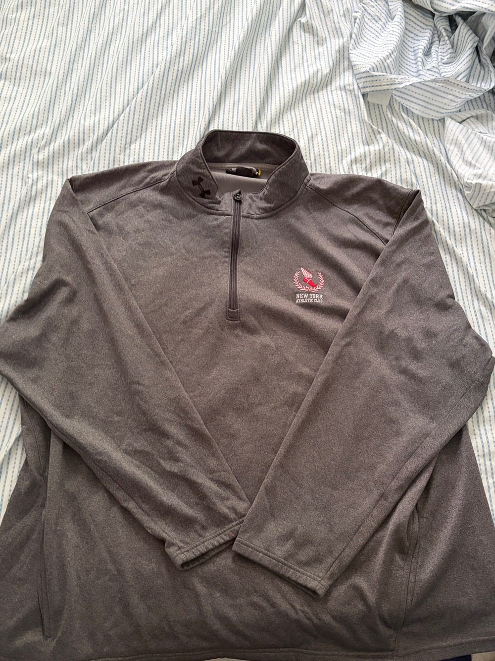 New York Athletic Club NYAC Under Armour Gray Heather Quarter-Zip Pullover